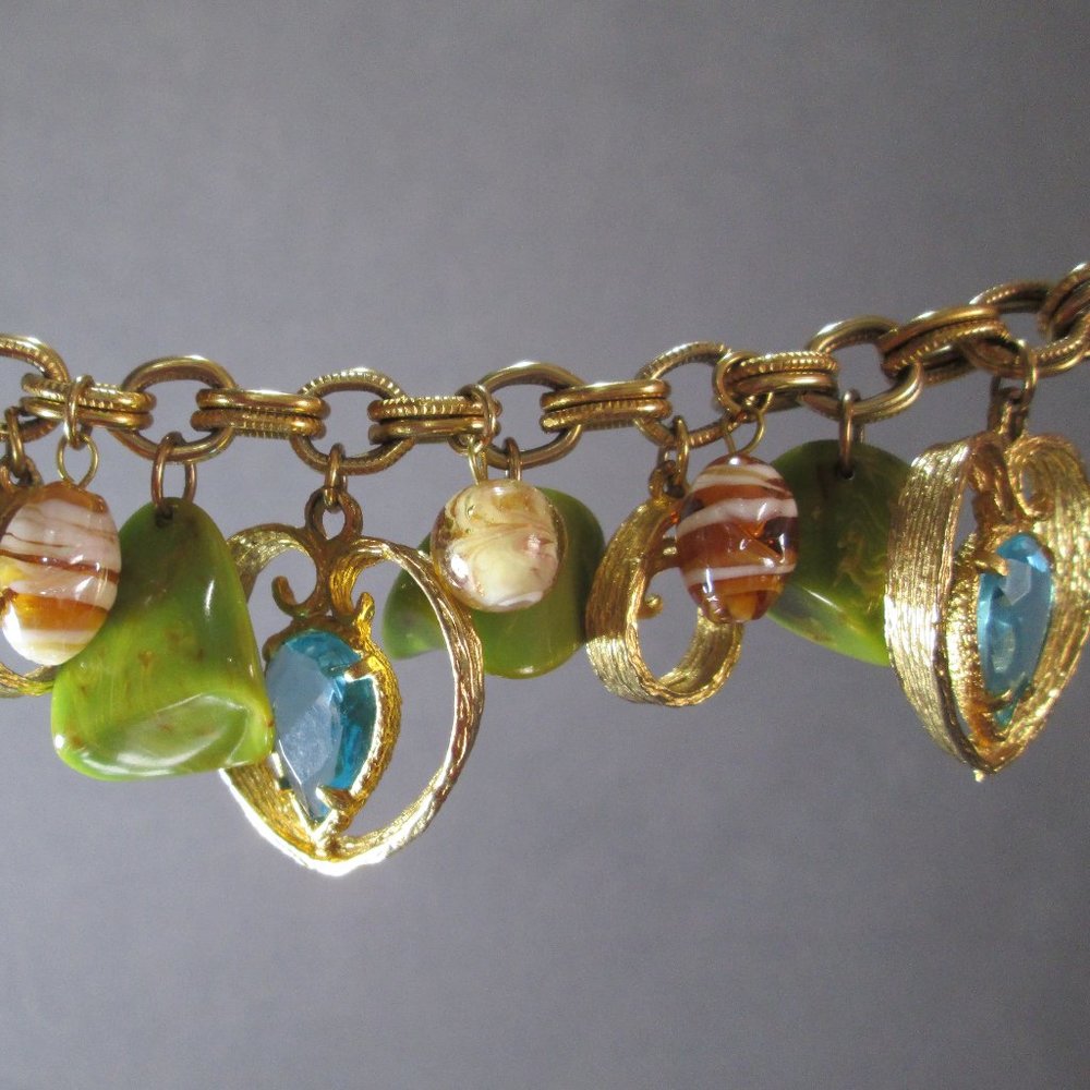 Gold and Green Charm Bracelet
